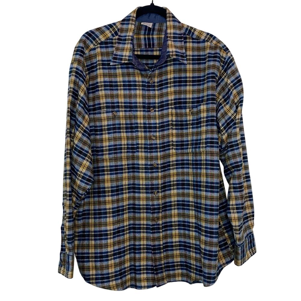 Windridge‎ Flannel Shirt XL Blue Plaid Button Down Long Sleeve Casual Outdoor